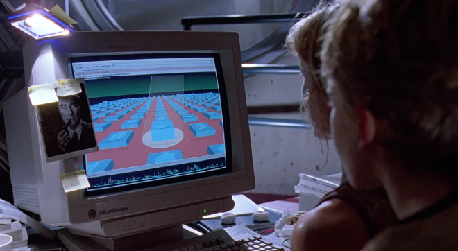 Navegando en un espacio de información en 3D. Fuente: Steven Spielberg.