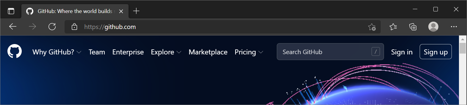 Página principal de GitHub